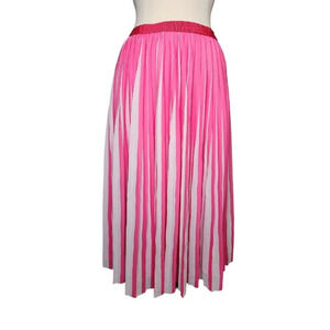 J. Crew Pink & White Pleated Skirt Peekabo Stripe Size 8 With Back Zip *READ*